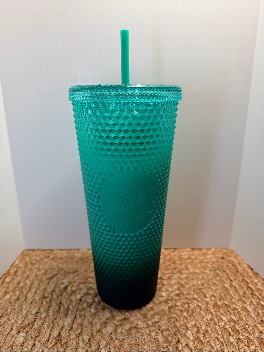 New Starbucks Green Ombre Studded Cold Cup with Straw